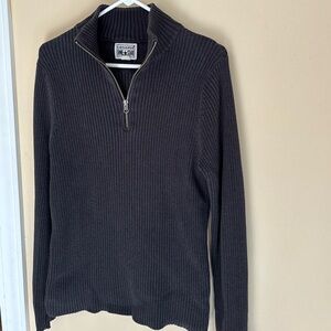 Converse one Men's Dark charcoal Gray/black Zip-Up ribbed Sweater